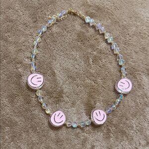 Pink Smiley Face Beaded Necklace
